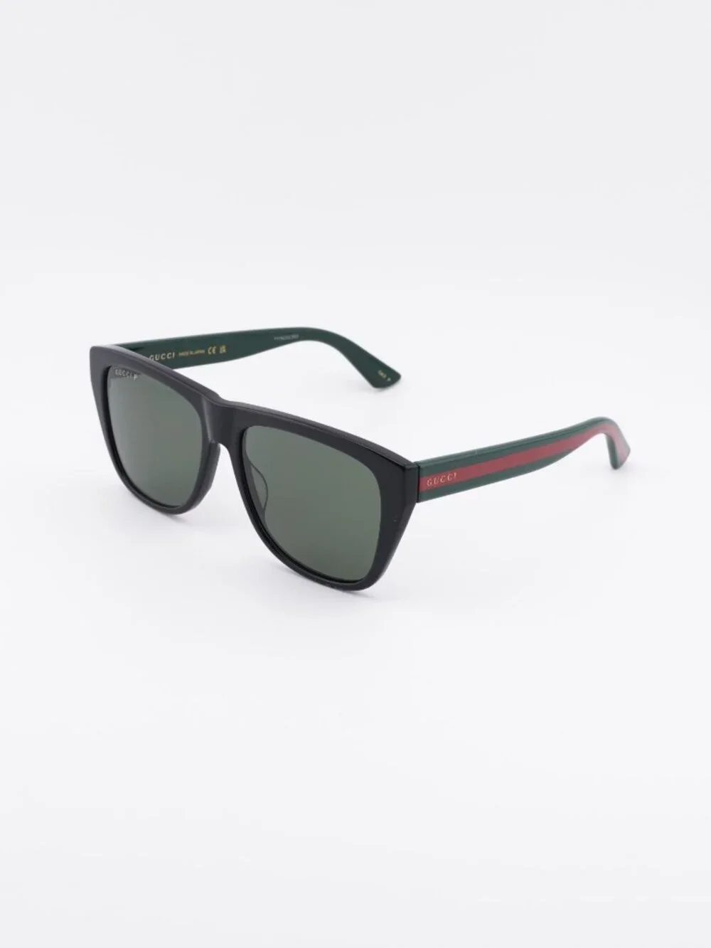 Gucci GG0926S 006 Sunglasses Black Square Frame, Green Polarized Lenses